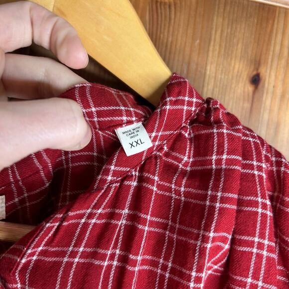 Doen Holde Top Blouse Rouge Red Plaid Women’s XXL Buttons Cottagecore Prairie - Picture 11 of 11